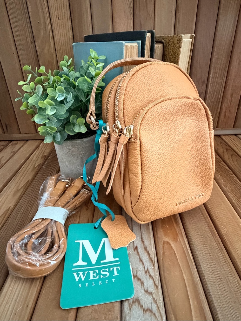 Montana West Mini Backpack, Convertible Crossbody and Belt Bag in Golden Brown